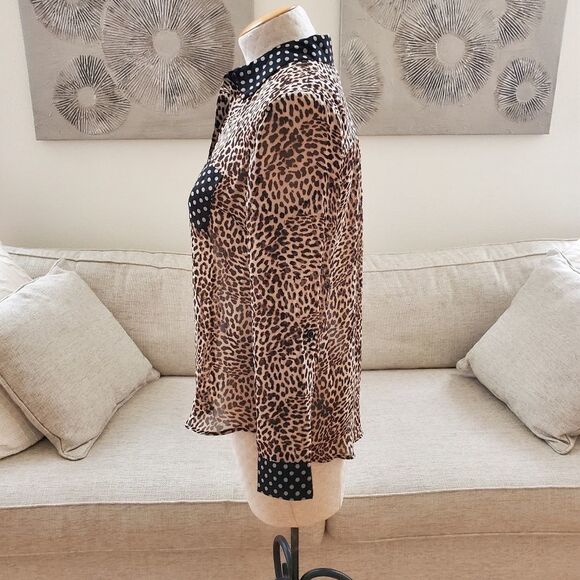 INC Leopard Dot Button-Up Shirt Size XS - Picture 5 of 12